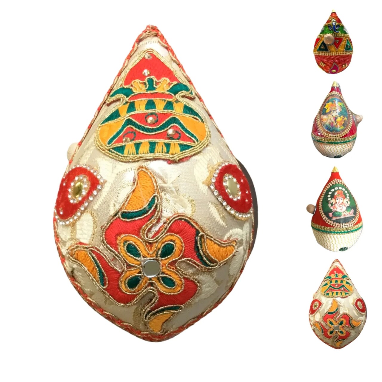 Shriphal Mangal Kalash Decorated Coconut for Wedding Shagun Decorative Nariyal Mangal Nariyal Kalash Set Wedding Pooja Nariyal Decorated Nariyal for Indian Festival Gifts